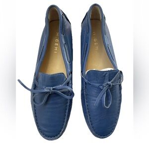 M Gemi Blue Moccasin Leather Tie Loafers Driving Shoes Blue 37.5 US 7 Comfort